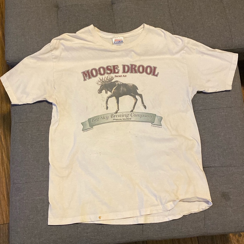 Big Sky Brewing Co Brewery Moose Drool Beer Short Sleeve T-Shirt Men Large Hanes